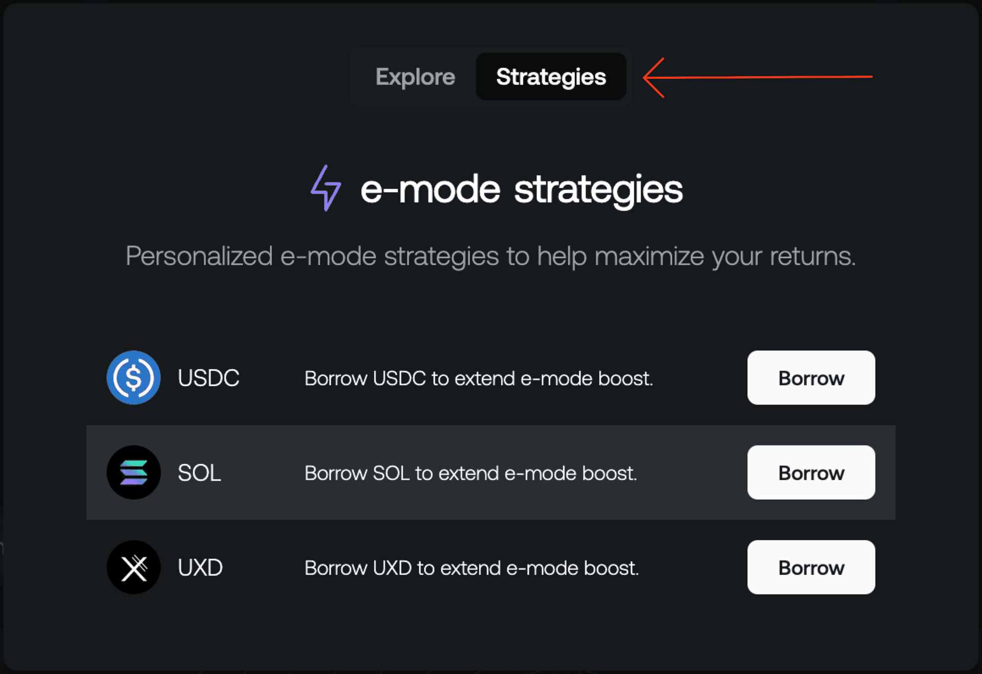 Executing strategy in e-mode